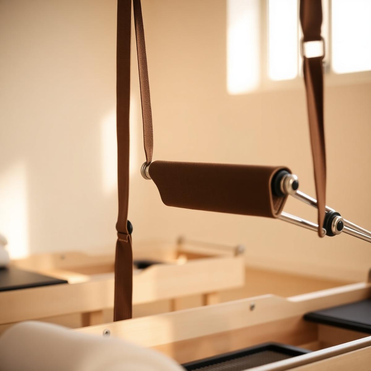 Close detail of reformer straps and springs